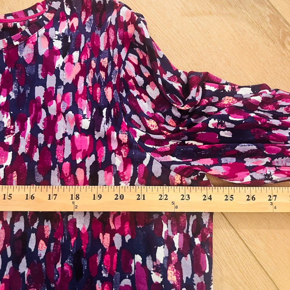 Chicos Purple Pink Abstract Brushstroke Long Sleeve Top Size 4 XXL Casual Artsy - Picture 9 of 10